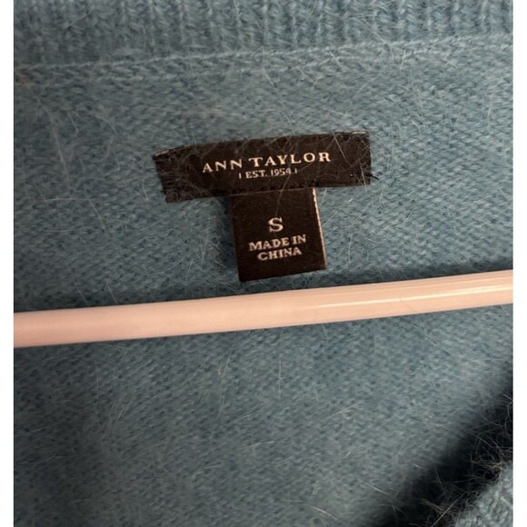 Ann Taylor Angora 3/4 Sleeve Sweater SZ S Soft Blue Green Sea Glass Preppy Cozy - Picture 5 of 5